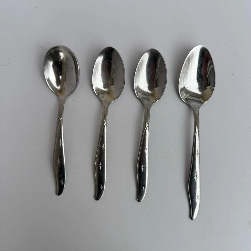VTG 60s Mar-Crest Spoons Atomic Star Stainless Steel Spoons (9) soup, others
